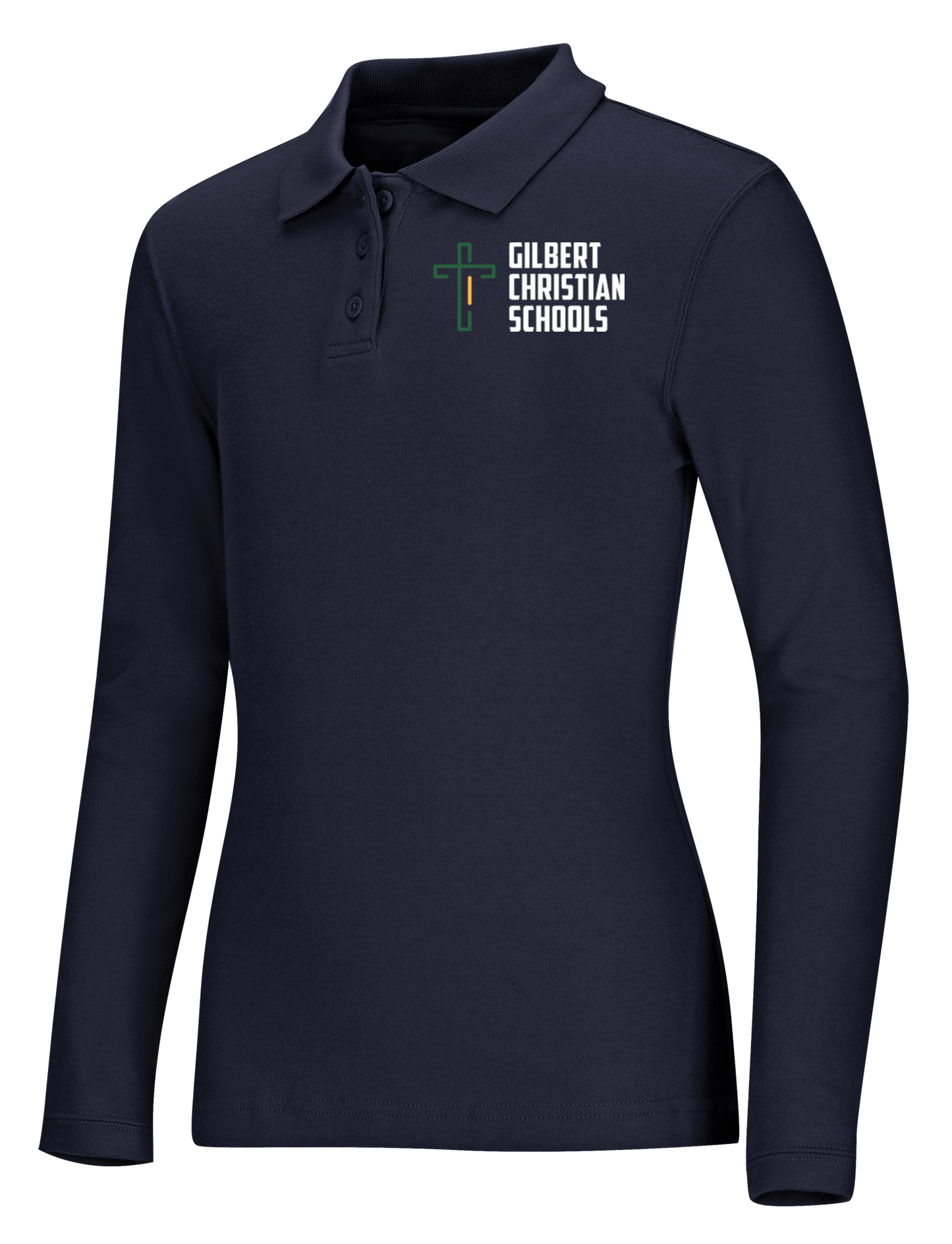 Girls Long Sleeve Fitted Interlock Polo