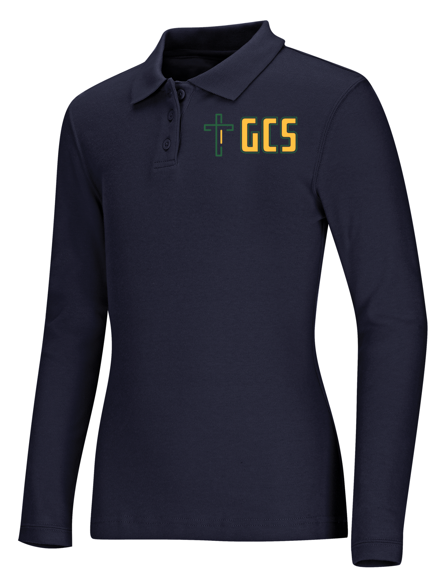 Girls Long Sleeve Fitted Interlock Polo